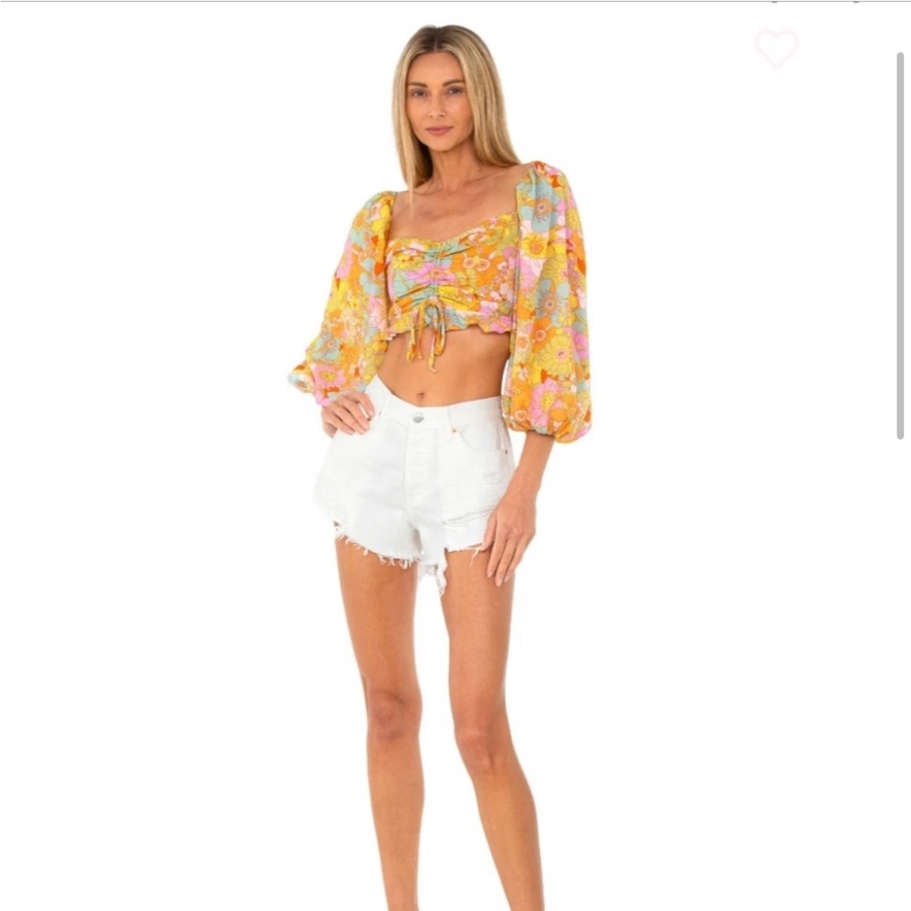 Free People loving good vibrations, white, distressed, shorts